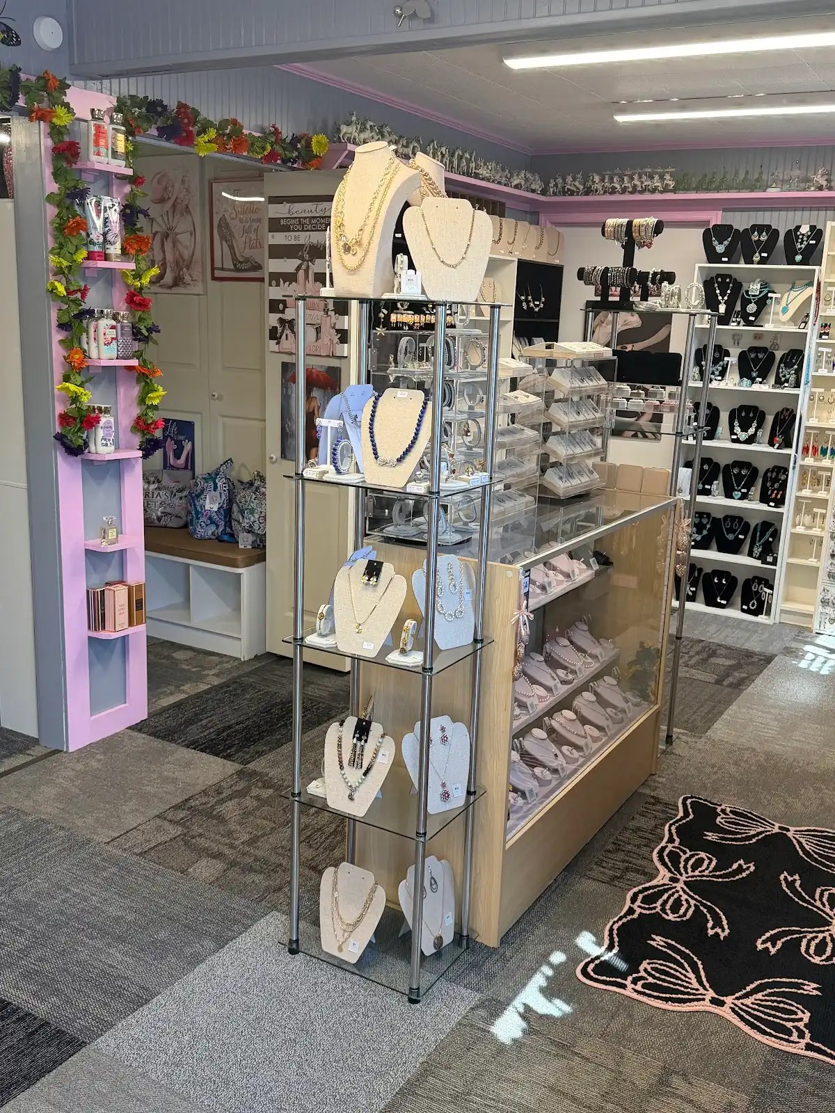 Jewelry tower with curated necklaces